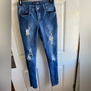 Dark Wash Distressed Skinny Jeans